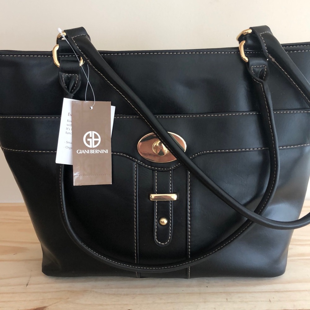 Giani Bernini Black Turnlock Glaze Handbag